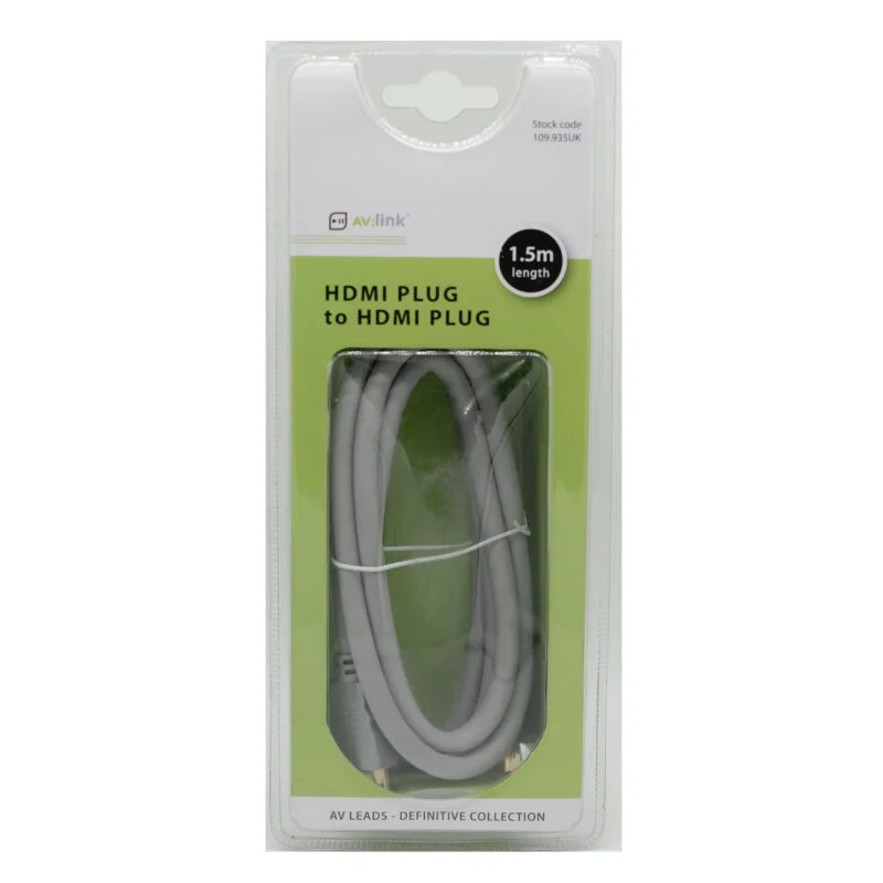 AV LINK HDMI Plug to HDMI Plug Leads - 1.5m - Image 2